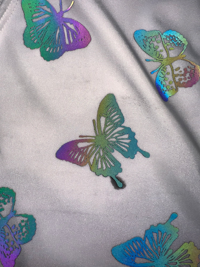 Sample with Defects on Print - White Butterfly - Cut Out Unitard