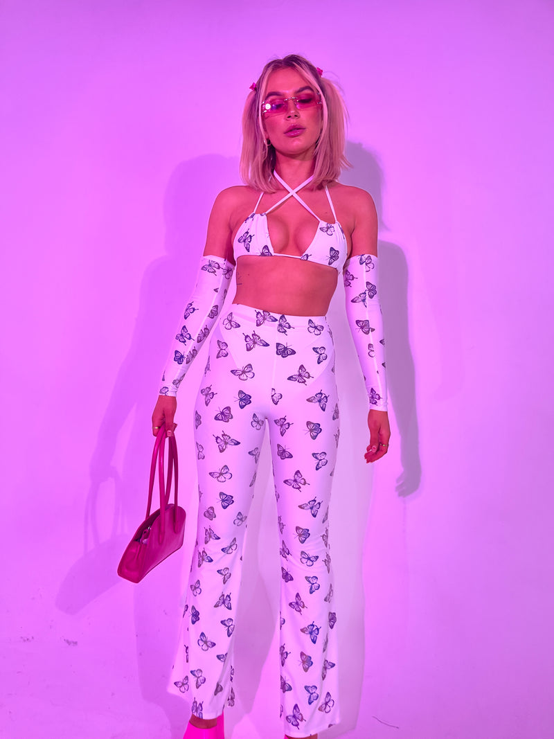 Ready To Ship - White Butterfly - Multiway Bikini Top