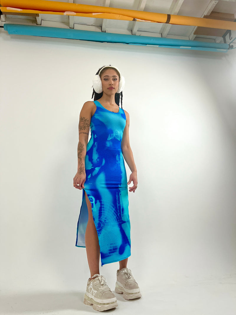 Glitch (Aqua) - Maxi Dress