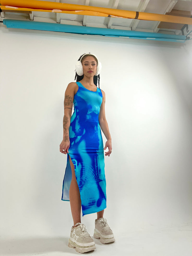 Glitch (Aqua) - Maxi Dress