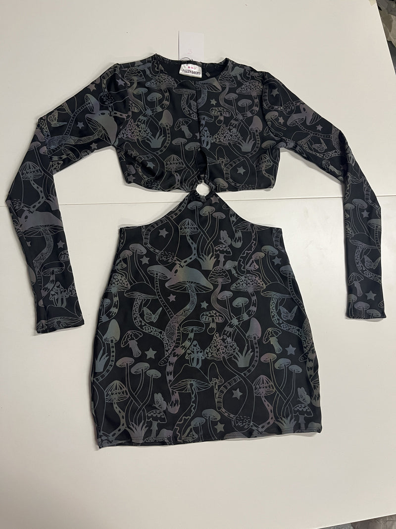 Ready to Ship - Psychedelic Wonderland  - Long Sleeve O-Ring Dress