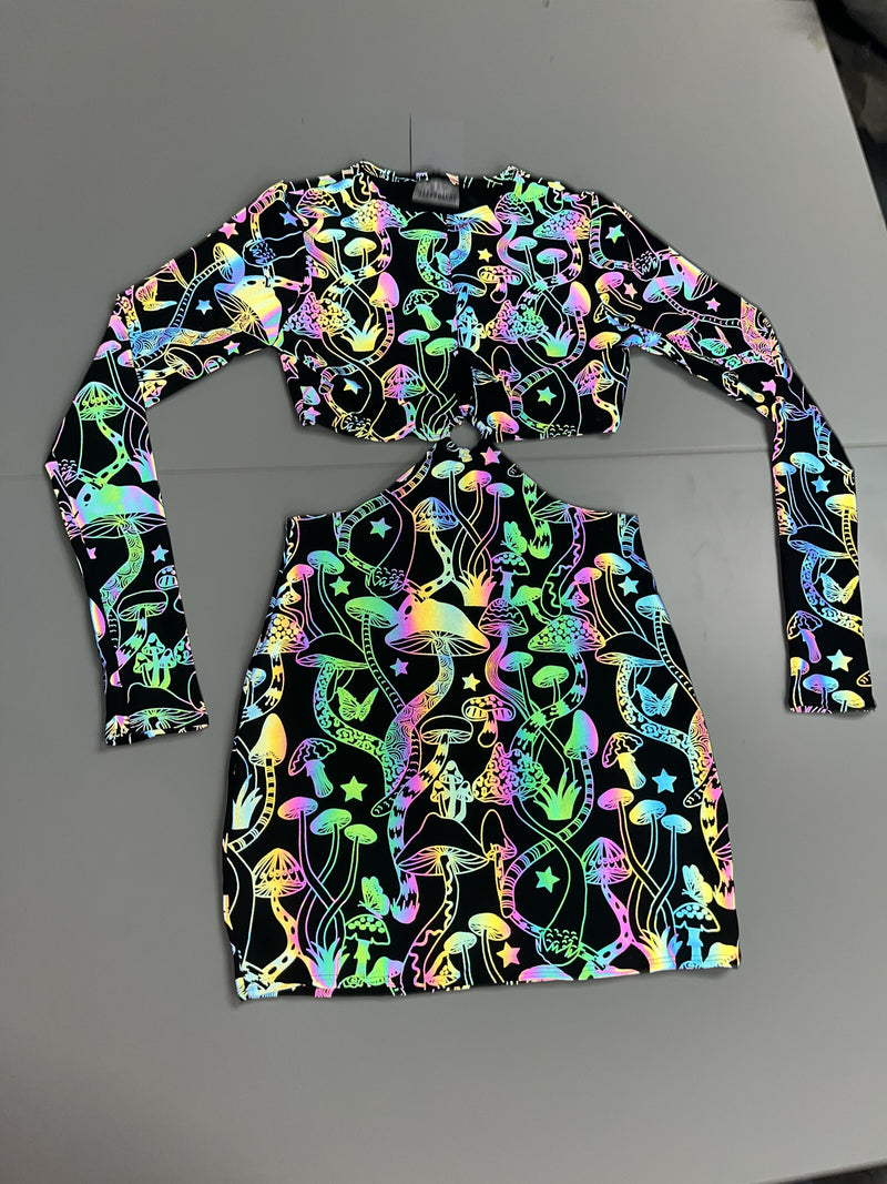 Ready to Ship - Psychedelic Wonderland  - Long Sleeve O-Ring Dress