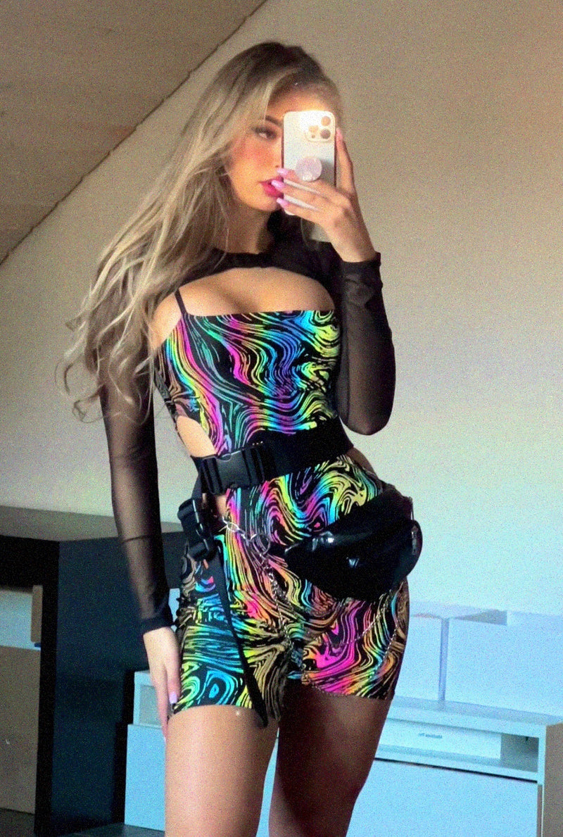 Ready To Ship - Cosmic Ripple - Cut Out Unitard