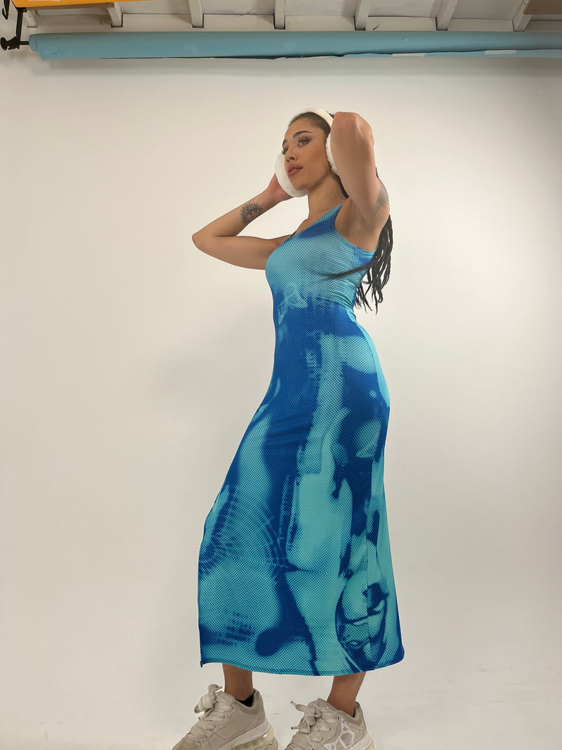 Glitch (Aqua) - Maxi Dress