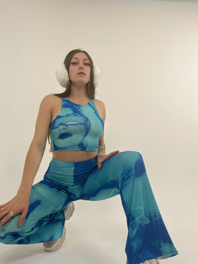 Glitch (Aqua) - Wide Leg Trousers