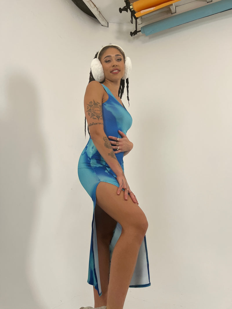 Glitch (Aqua) - Maxi Dress