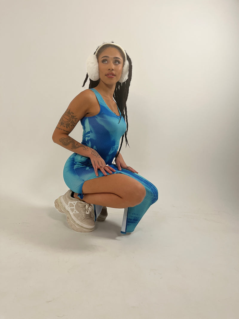 Glitch (Aqua) - Maxi Dress