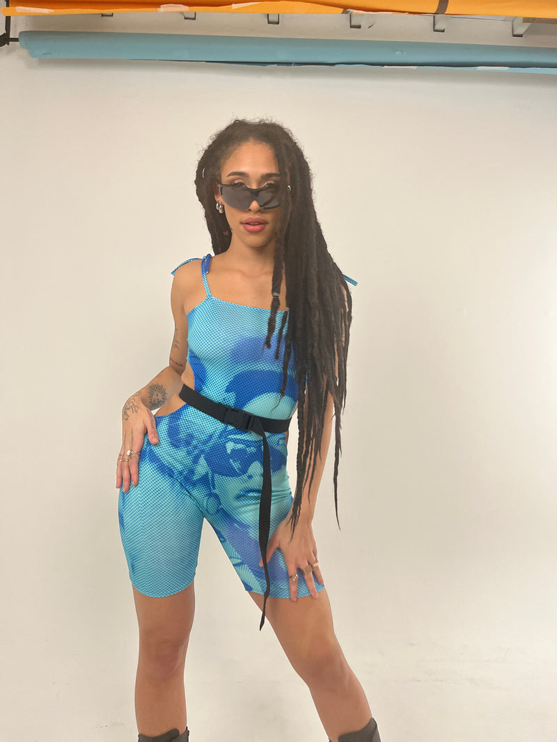 Glitch (Aqua) - Cut-Out Unitard