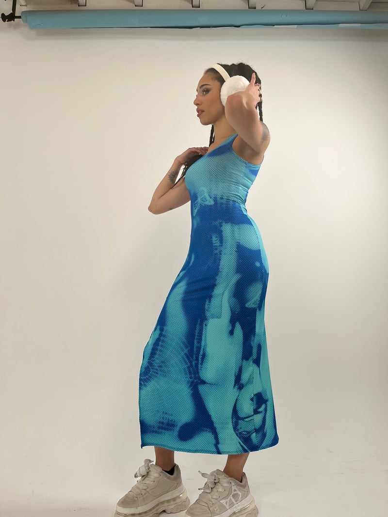 Glitch (Aqua) - Maxi Dress