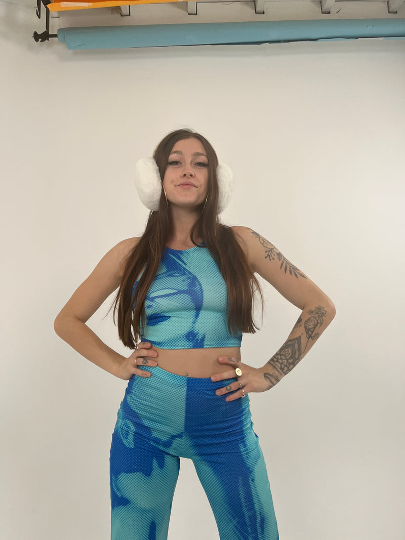 Glitch (Aqua) - Wide Leg Trousers